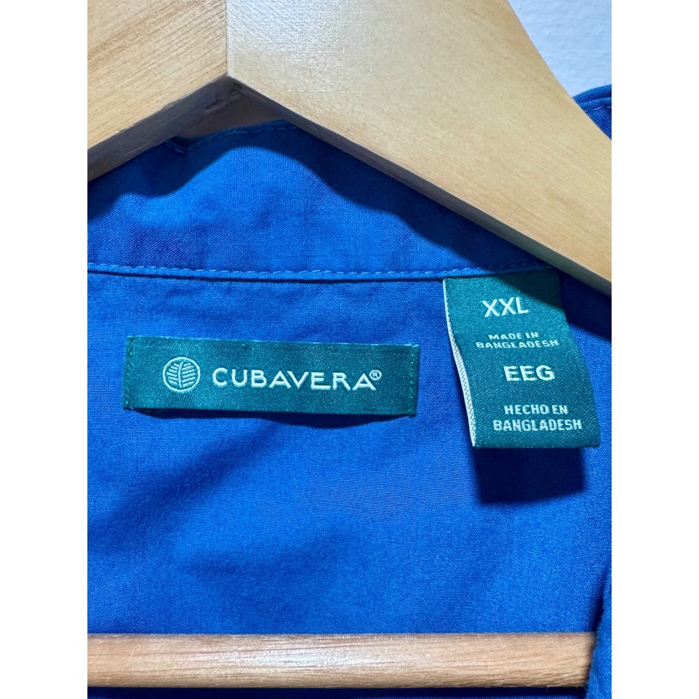 Cubavera Mens Blue Short Sleeve Guayabera Cuban Style Embroidered Shirt XXL - Picture 5 of 6